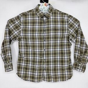 John Varvatos Shirt Mens Large Button Up Long Sleeve Plaid Cotton Preppy
